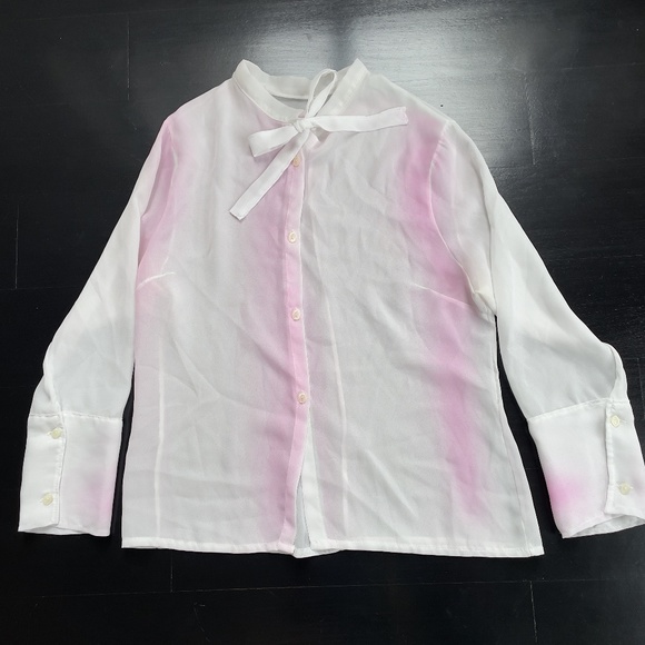 Custom Sheer White Button Up Blouse - Picture 1 of 4